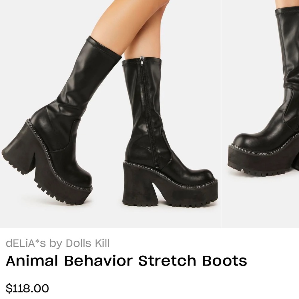 Dolls Kill Black Stretch Platform Boots
